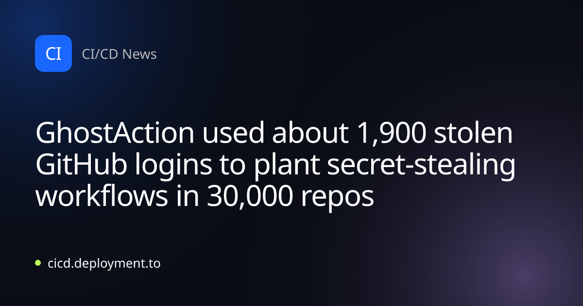 GhostAction used about 1,900 stolen GitHub logins to plant secret-stealing workflows in 30,000 repos